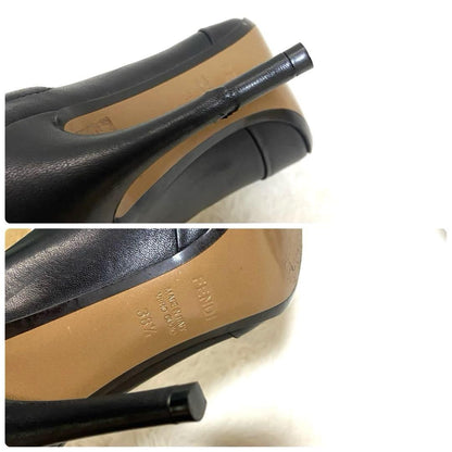 FENDI Short Boots Shoes EU 38.5 US 8.5 Leather Black Authentic
