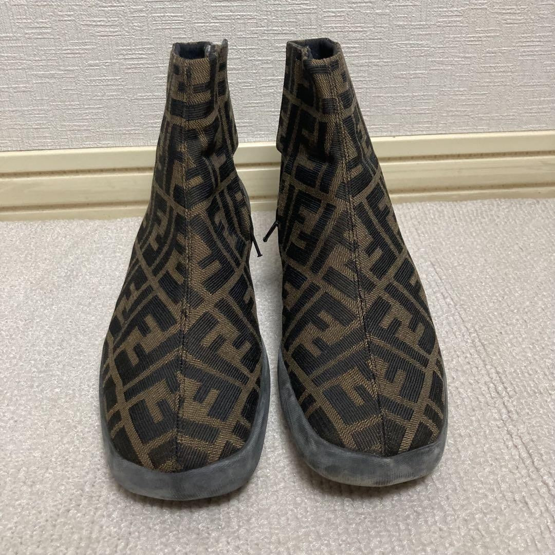 FENDI Short Boots Shoes FF Zucca EU 38 US 8 Authentic