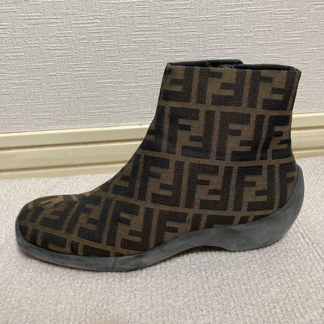 FENDI Short Boots Shoes FF Zucca EU 38 US 8 Authentic