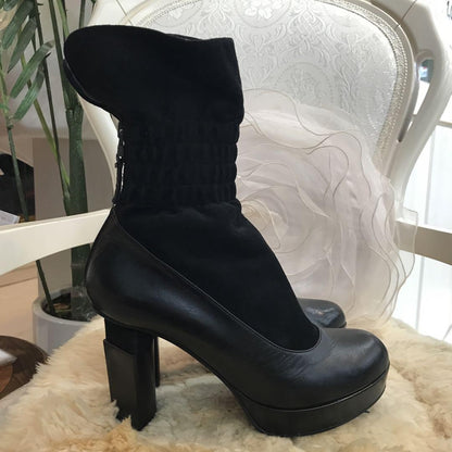FENDI Socks Boots Shoes EU 36.5 US 6.5 Leather Suede Black Authentic