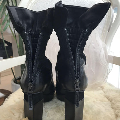 FENDI Socks Boots Shoes EU 36.5 US 6.5 Leather Suede Black Authentic