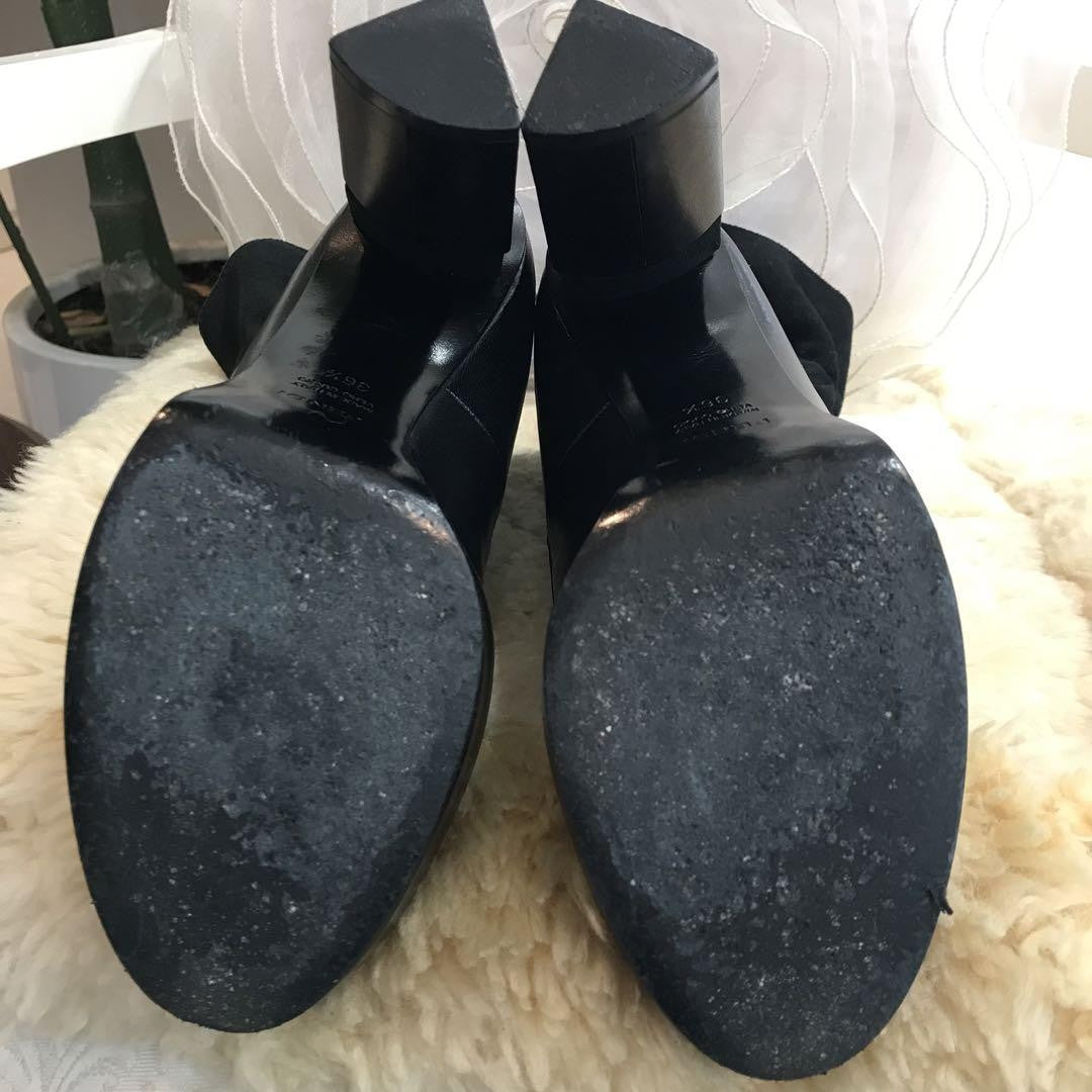 FENDI Socks Boots Shoes EU 36.5 US 6.5 Leather Suede Black Authentic