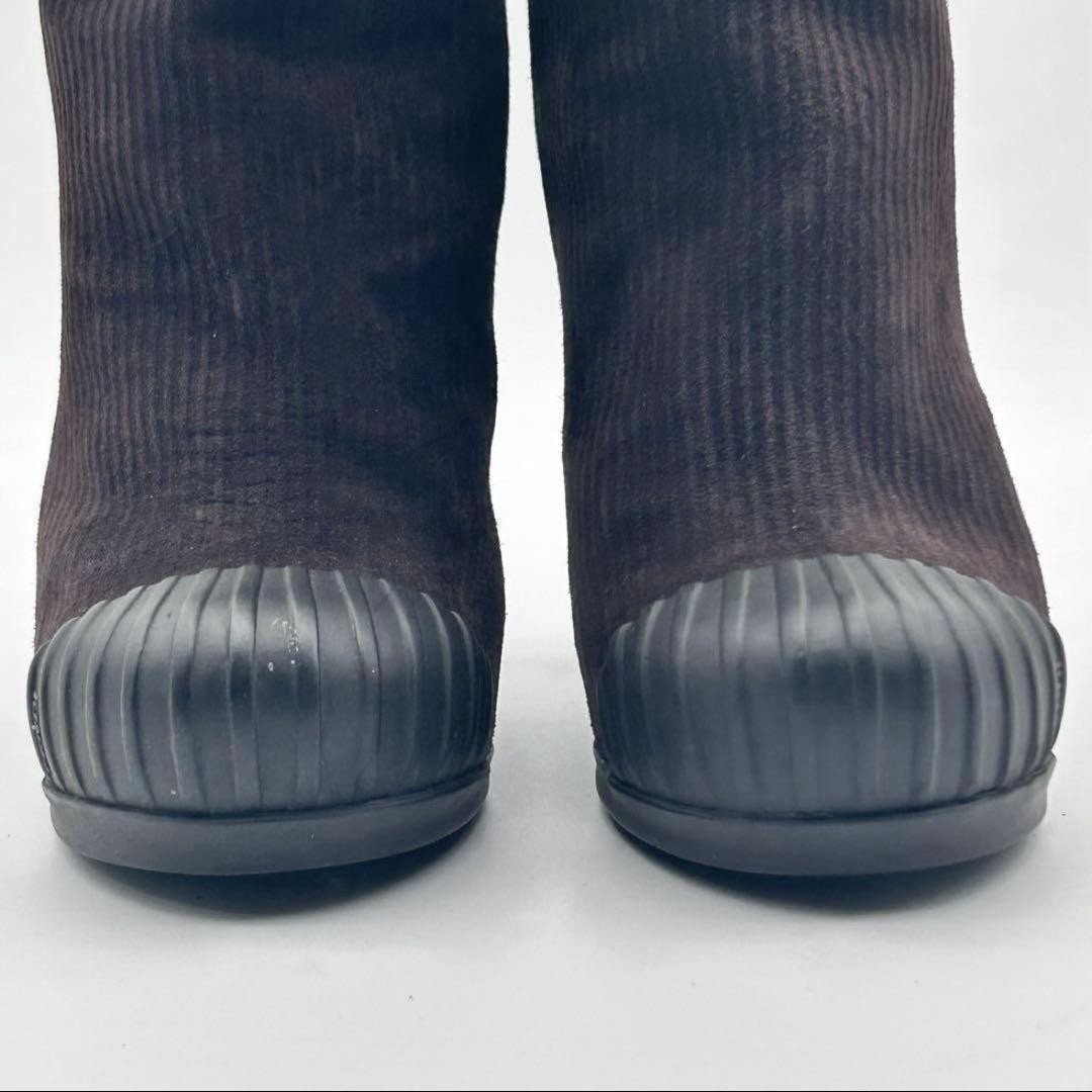 FENDI Boots Shoes EU 37.5 US 7.5 Corduroy Brown Authentic