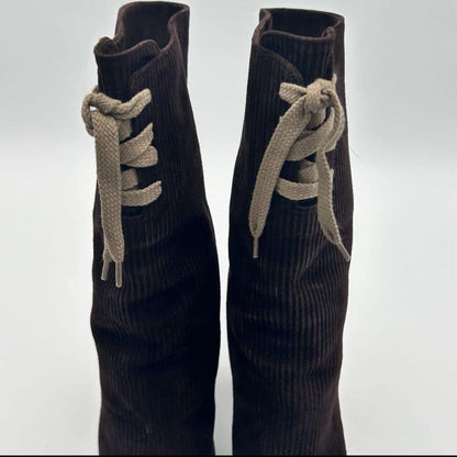 FENDI Boots Shoes EU 37.5 US 7.5 Corduroy Brown Authentic