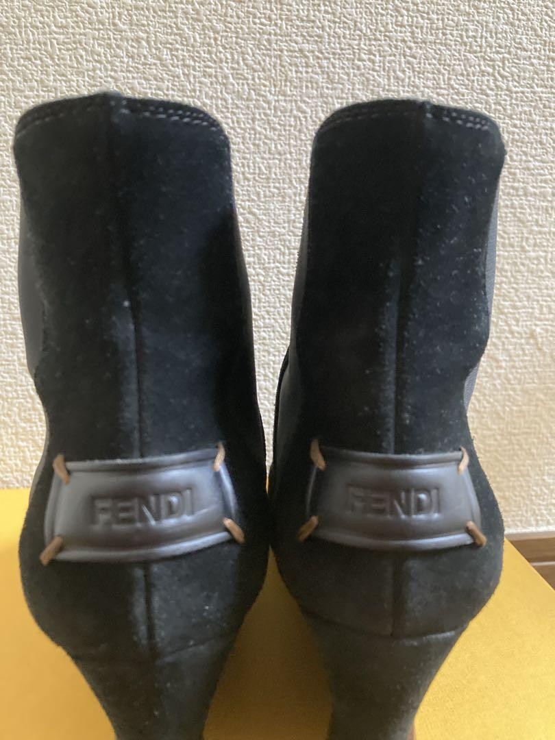 FENDI Short Boots Shoes EU 37 US 7 Suede Black Authentic