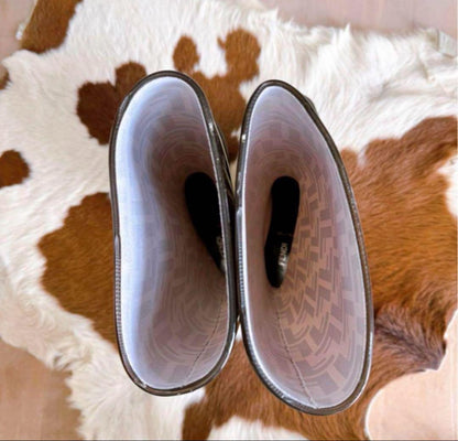 FENDI Long Rain Boots Shoes FF Zucca EU 39 US 9 Brown Authentic