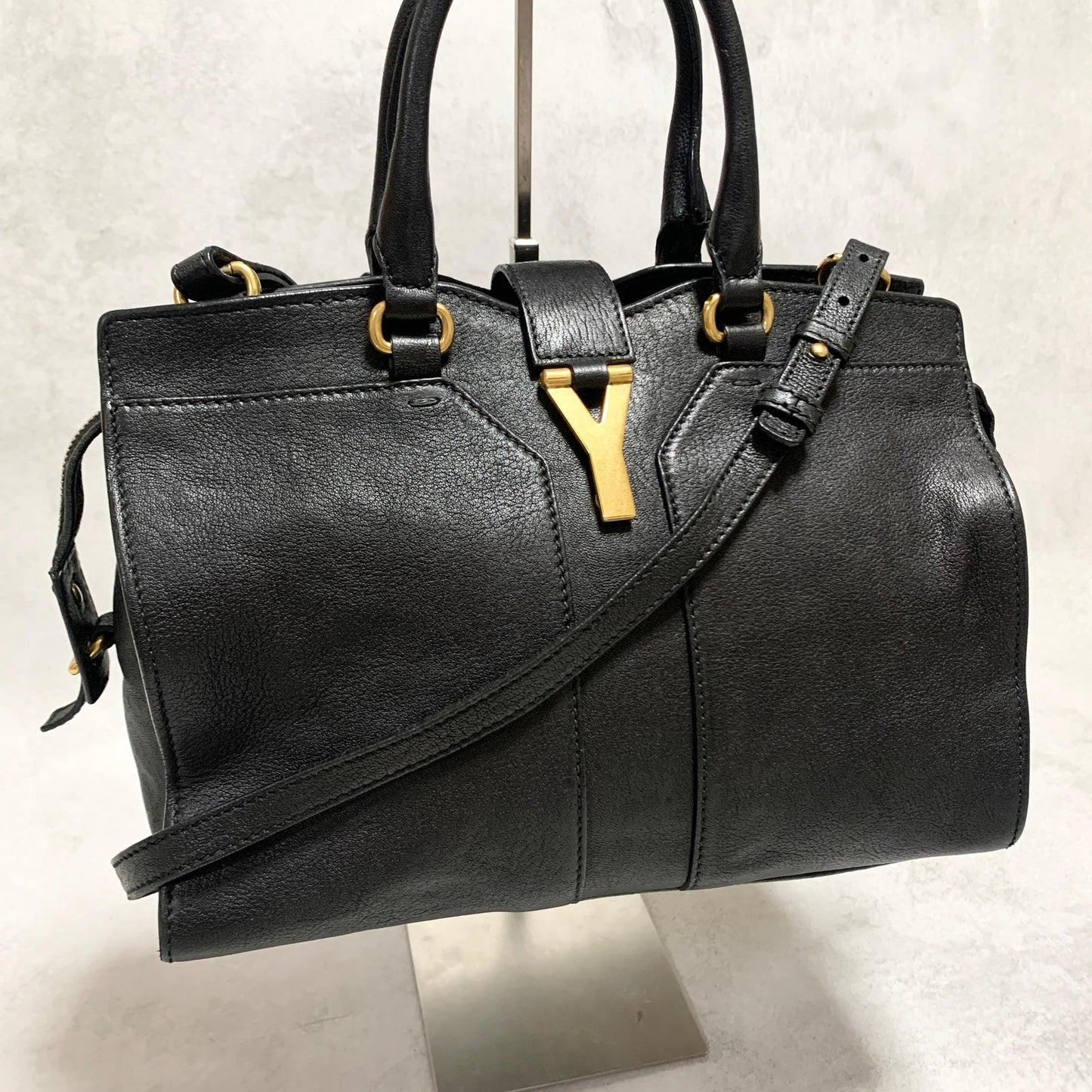 Saint Laurent Cabas Y Line Handbag Shoulder Bag YSL Cassandra Purse Black