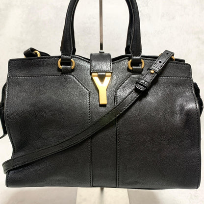 Saint Laurent Cabas Y Line Handbag Shoulder Bag YSL Cassandra Purse Black