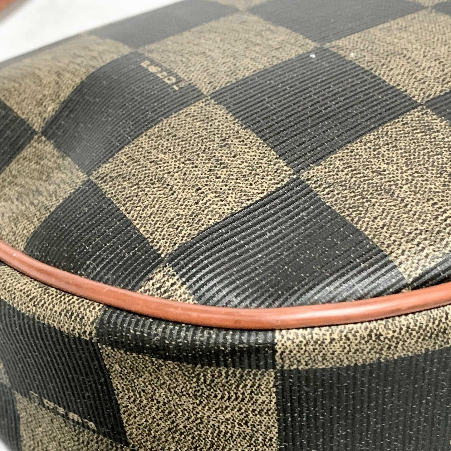 FENDI Bag Pecan FF Logo Shoulder Purse Leather Brown Gold Used Authentic