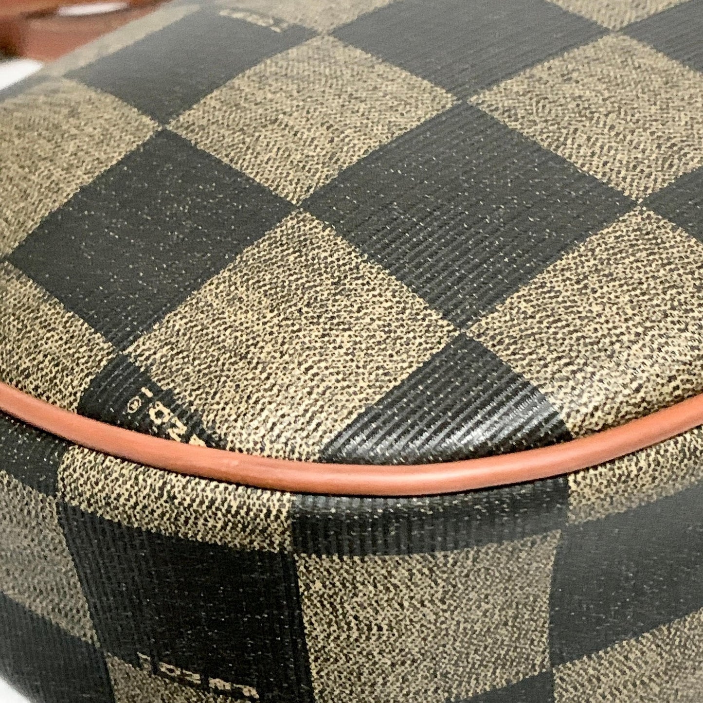 FENDI Bag Pecan FF Logo Shoulder Purse Leather Brown Gold Used Authentic