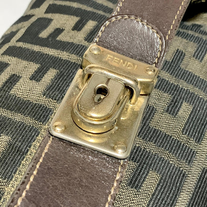 FENDI Bag Zucca FF Vanity Pouch Purse Hand Canvas Brown Used Authentic