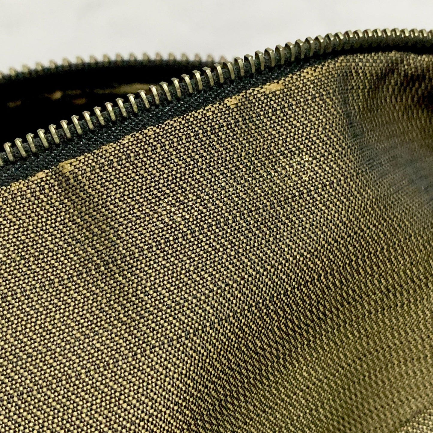 FENDI Bag Zucca FF Vanity Pouch Purse Hand Canvas Brown Used Authentic