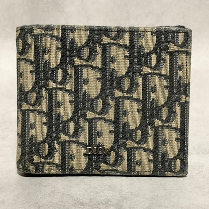Christian Dior Wallet Oblique Trotter Logo Bi-fold Flap Compact Purse Canvas