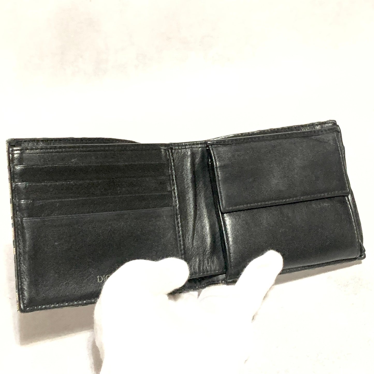 Christian Dior Wallet Oblique Trotter Logo Bi-fold Flap Compact Purse Canvas