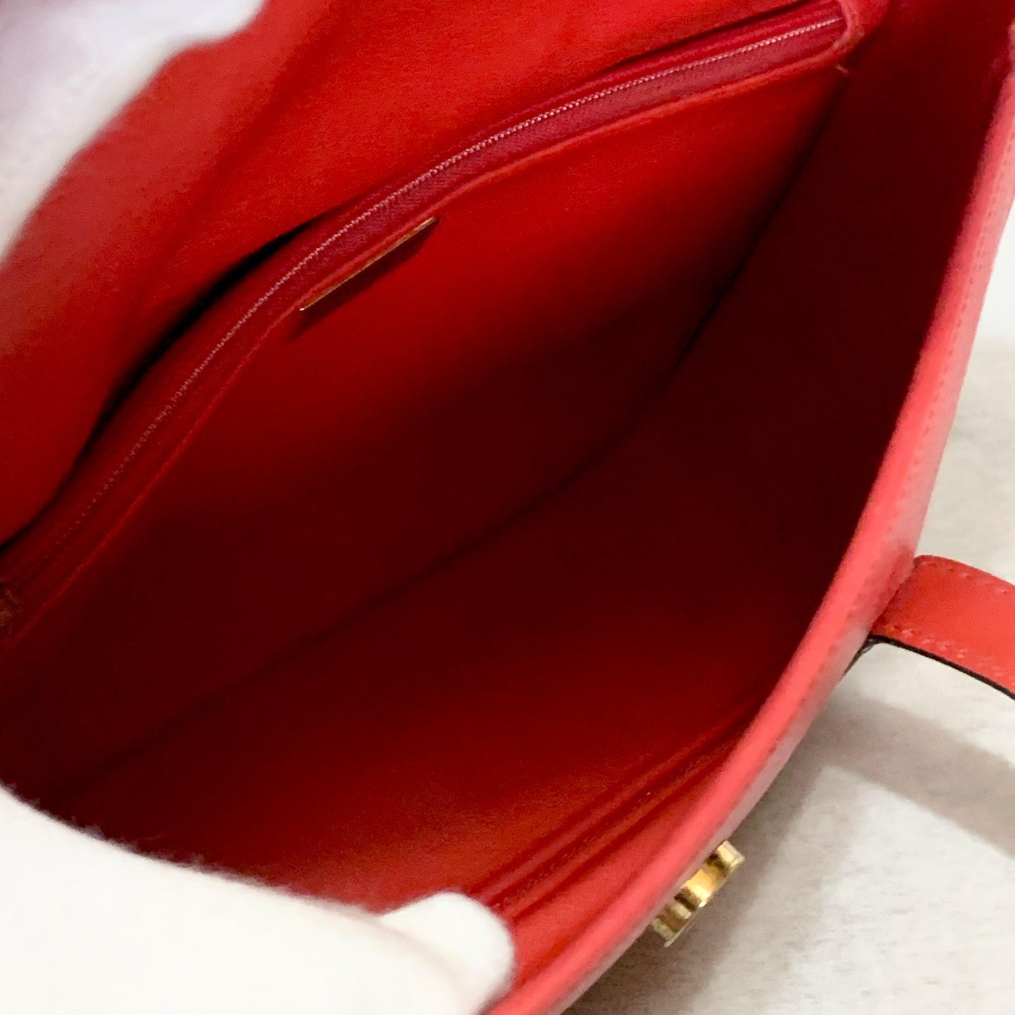 Christian Dior Bag CD Hand Tote Purse Leather Red Gold  Used Women's Authentic