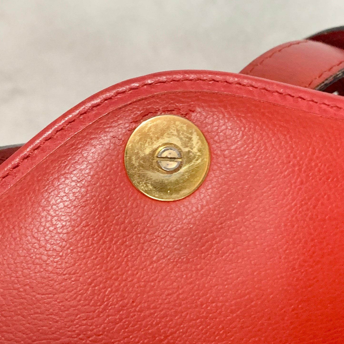 Christian Dior Bag CD Hand Tote Purse Leather Red Gold  Used Women's Authentic