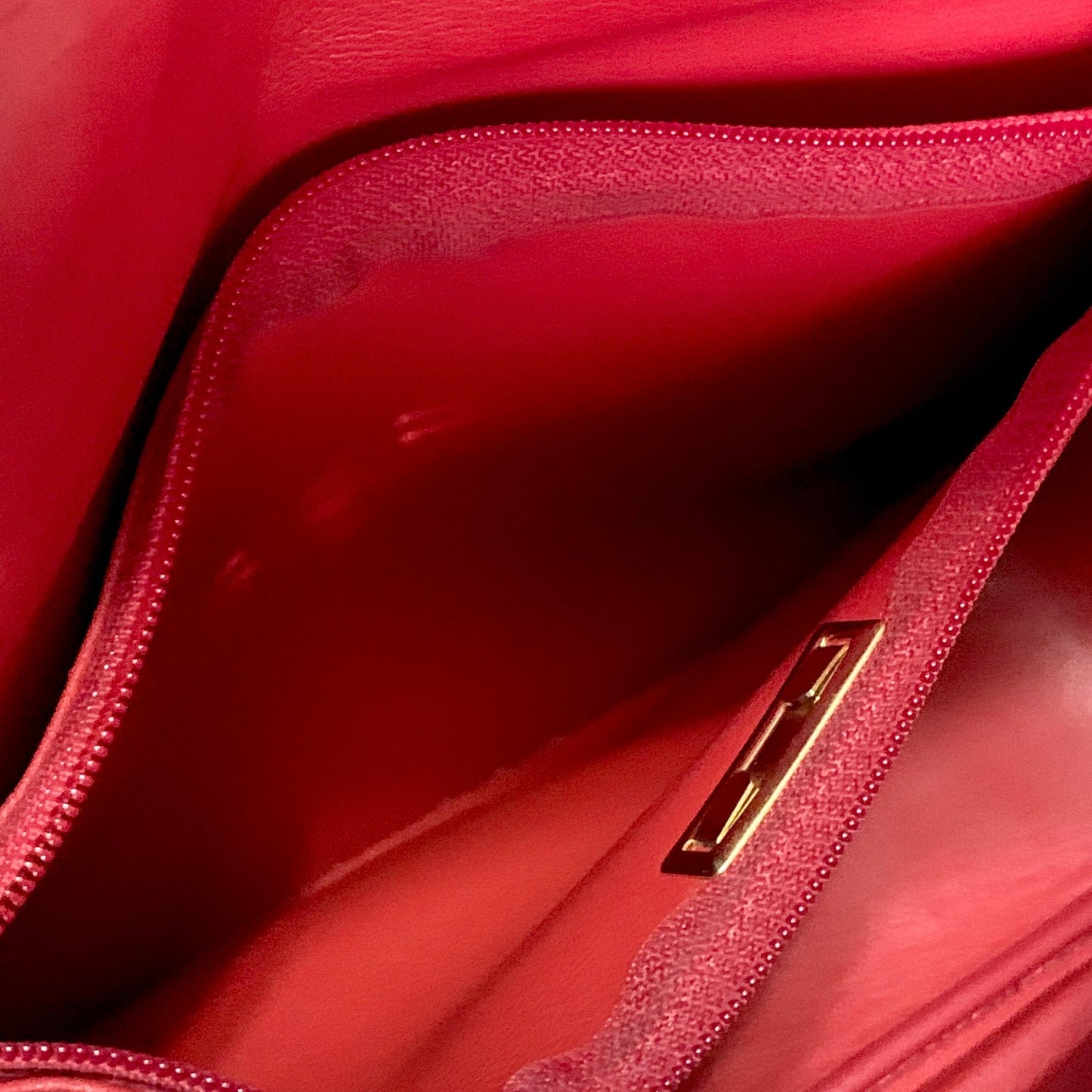 Christian Dior Bag CD Hand Tote Purse Leather Red Gold  Used Women's Authentic