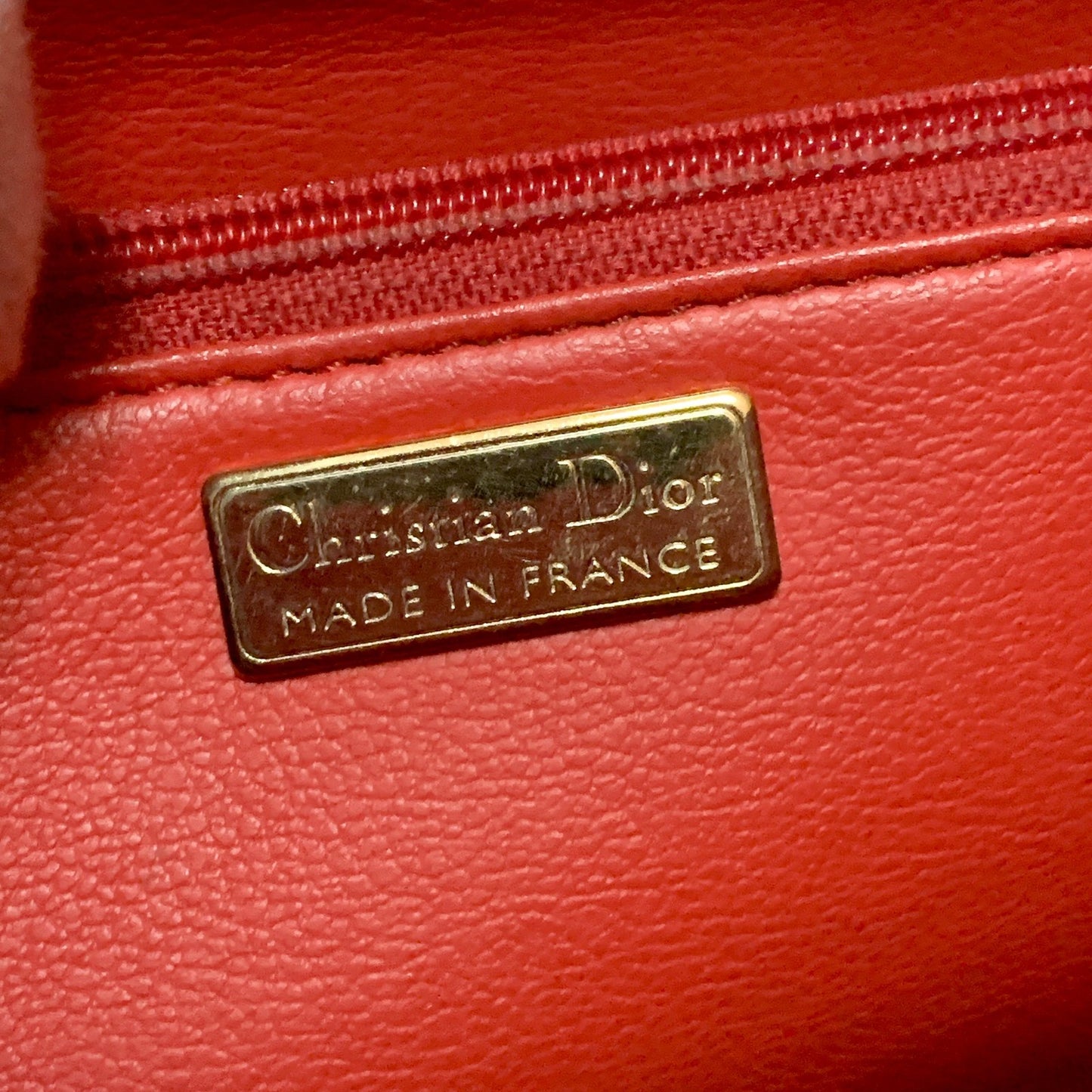Christian Dior Bag CD Hand Tote Purse Leather Red Gold  Used Women's Authentic