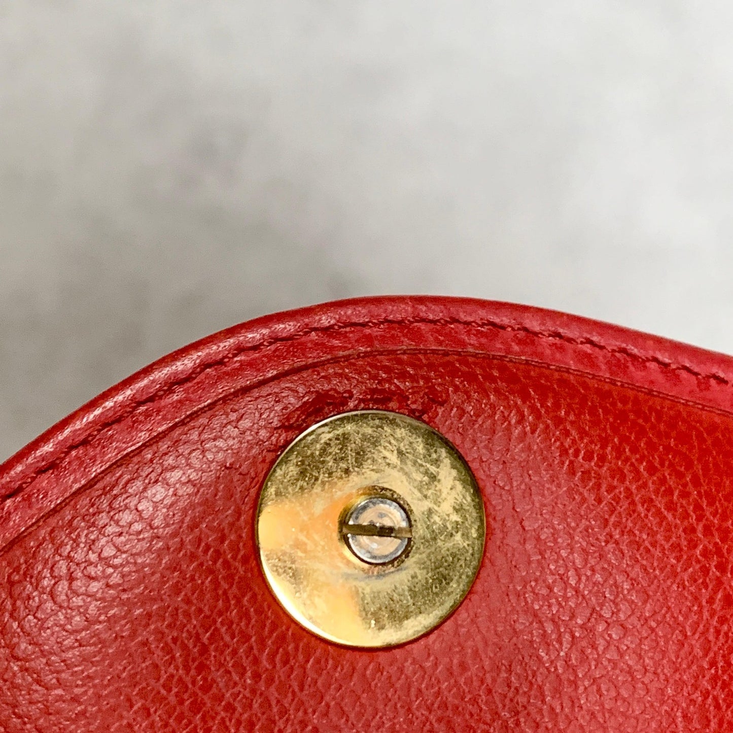 Christian Dior Bag CD Hand Tote Purse Leather Red Gold  Used Women's Authentic