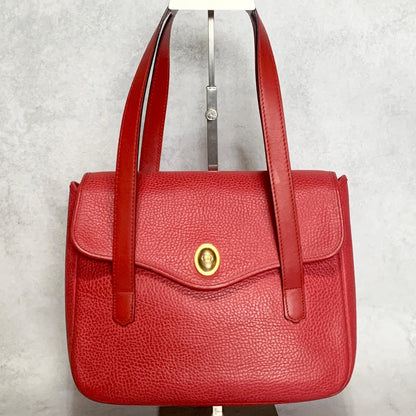 Christian Dior Bag CD Hand Tote Purse Leather Red Gold  Used Women's Authentic