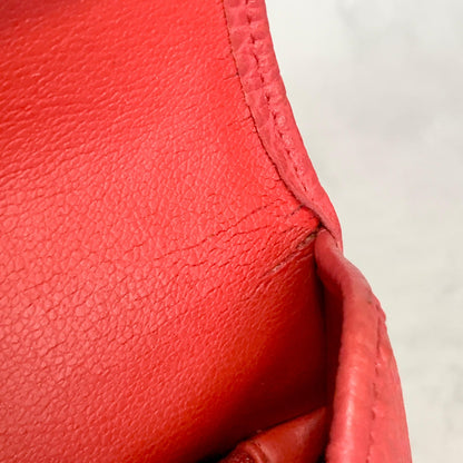 Christian Dior Bag CD Hand Tote Purse Leather Red Gold  Used Women's Authentic
