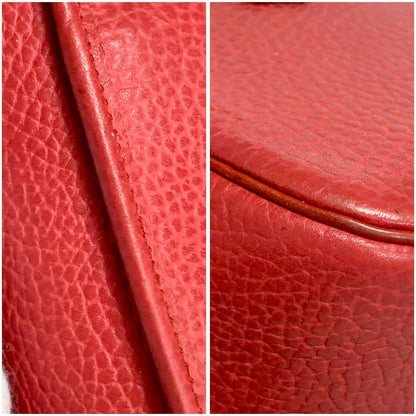 Christian Dior Bag CD Hand Tote Purse Leather Red Gold  Used Women's Authentic