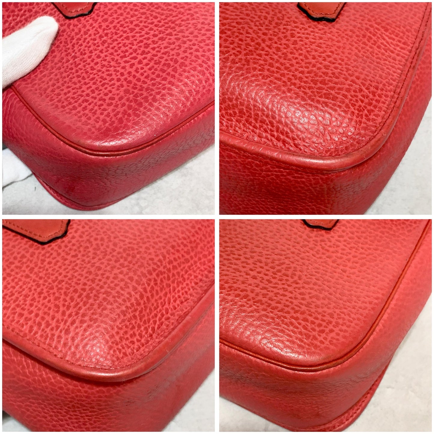 Christian Dior Bag CD Hand Tote Purse Leather Red Gold  Used Women's Authentic
