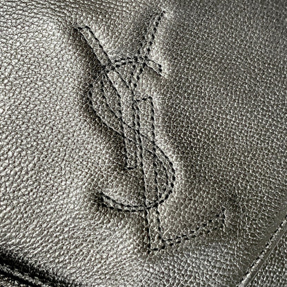 Saint Laurent Bag Cassandra YSL Logo Hand Tote Purse Leather Black Gold Auth