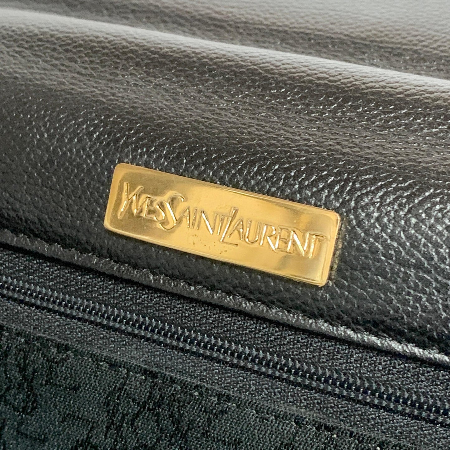 Saint Laurent Bag Cassandra YSL Logo Hand Tote Purse Leather Black Gold Auth