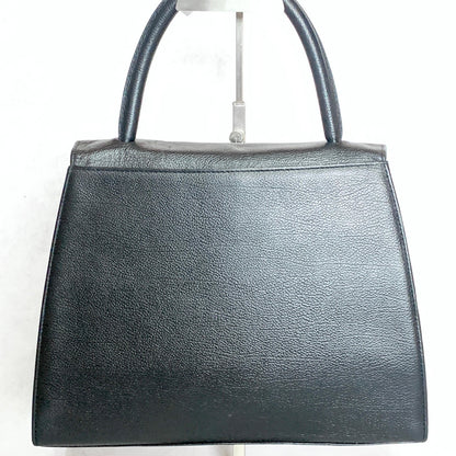 Saint Laurent Bag Cassandra YSL Logo Hand Tote Purse Leather Black Gold Auth