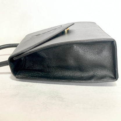 Saint Laurent Bag Cassandra YSL Logo Hand Tote Purse Leather Black Gold Auth