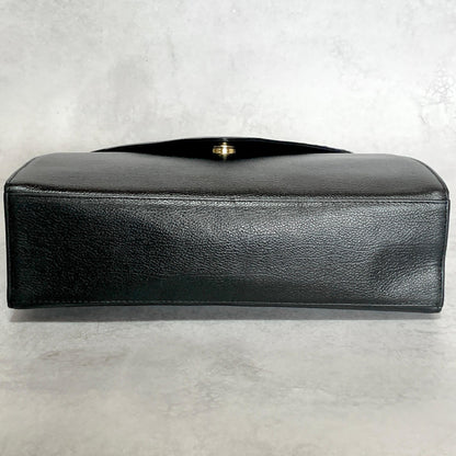 Saint Laurent Bag Cassandra YSL Logo Hand Tote Purse Leather Black Gold Auth