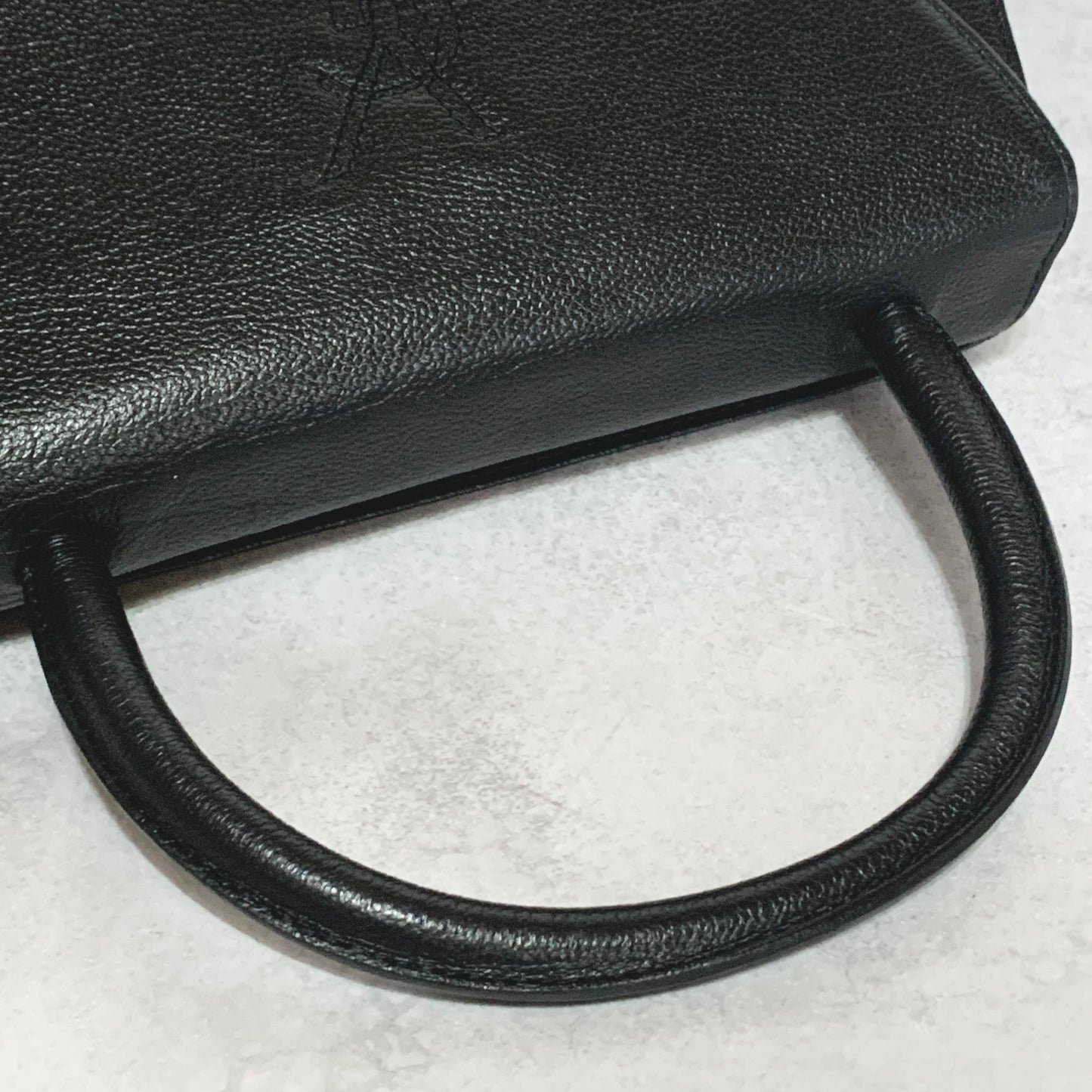 Saint Laurent Bag Cassandra YSL Logo Hand Tote Purse Leather Black Gold Auth