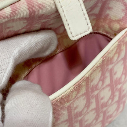 Christian Dior Bag Boston No2 Trotter PVC Hand Tote Purse PVC Pink White Auth