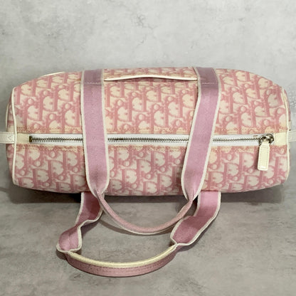 Christian Dior Bag Boston No2 Trotter PVC Hand Tote Purse PVC Pink White Auth