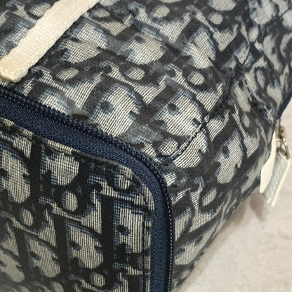 Christian Dior Bag Trotter PVC Hand Tote Purse PVC Navy White Silver Authentic
