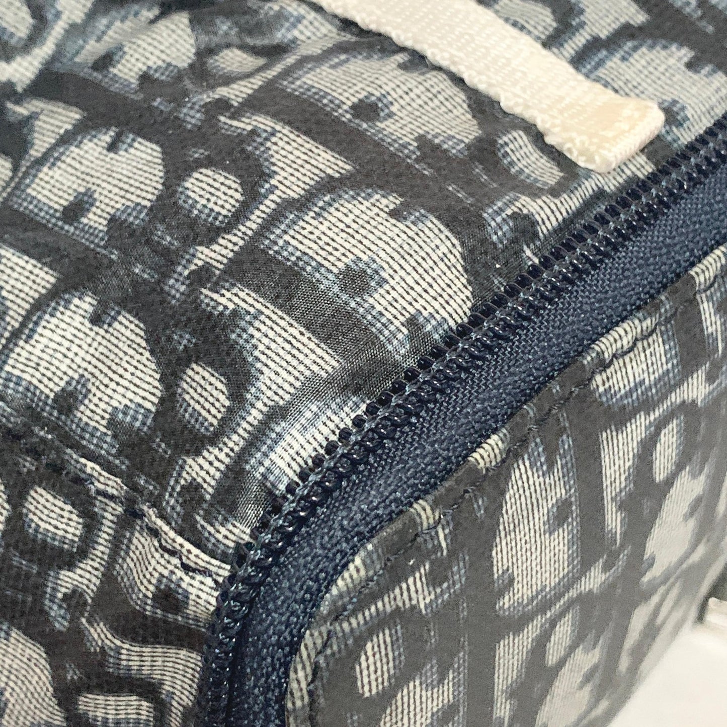 Christian Dior Bag Trotter PVC Hand Tote Purse PVC Navy White Silver Authentic