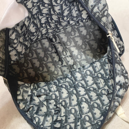 Christian Dior Bag Trotter PVC Hand Tote Purse PVC Navy White Silver Authentic