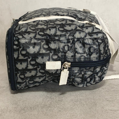 Christian Dior Bag Trotter PVC Hand Tote Purse PVC Navy White Silver Authentic