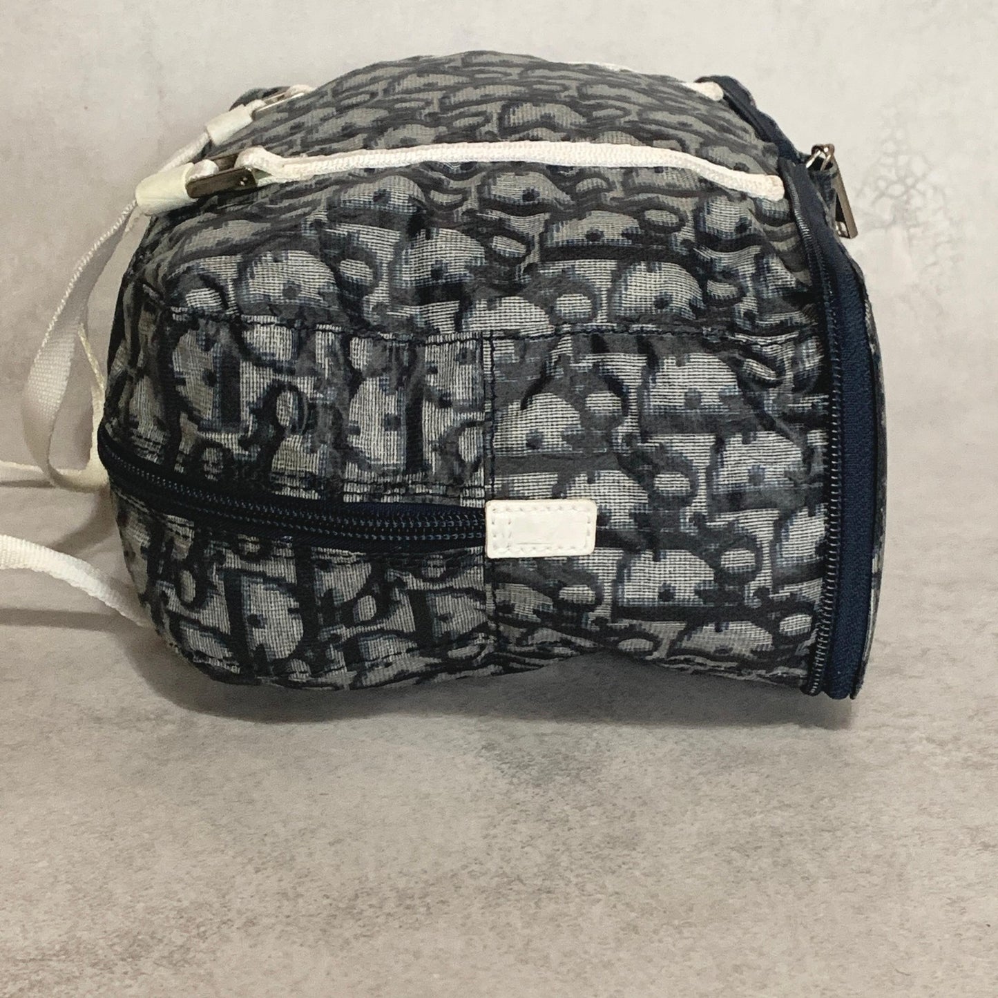Christian Dior Bag Trotter PVC Hand Tote Purse PVC Navy White Silver Authentic