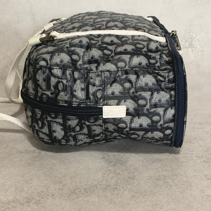 Christian Dior Bag Trotter PVC Hand Tote Purse PVC Navy White Silver Authentic