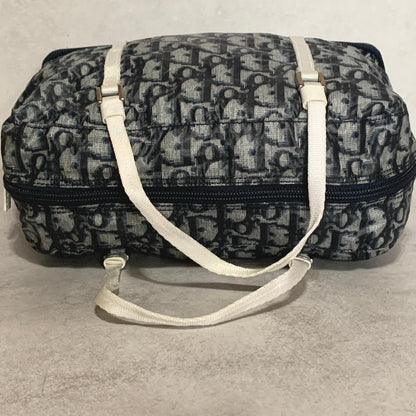 Christian Dior Bag Trotter PVC Hand Tote Purse PVC Navy White Silver Authentic