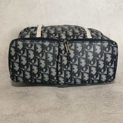 Christian Dior Bag Trotter PVC Hand Tote Purse PVC Navy White Silver Authentic