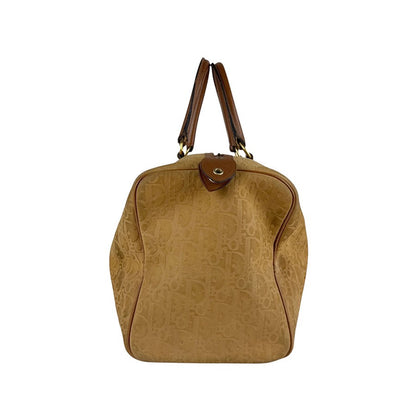 Christian Dior Hand Boston Bag Tote Purse Trotter Nubuck Leather Brown Authentic
