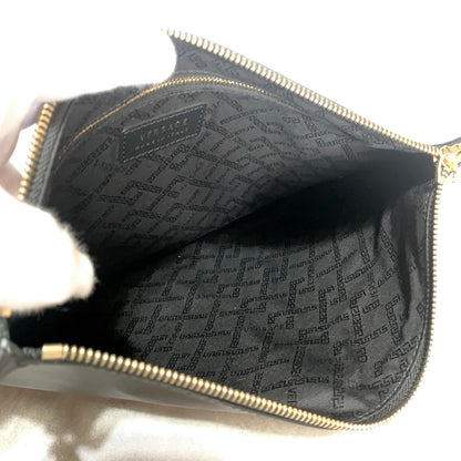 VERSACE Bag Medusa Clutch Purse Hand Leather Black Gold Used Authentic