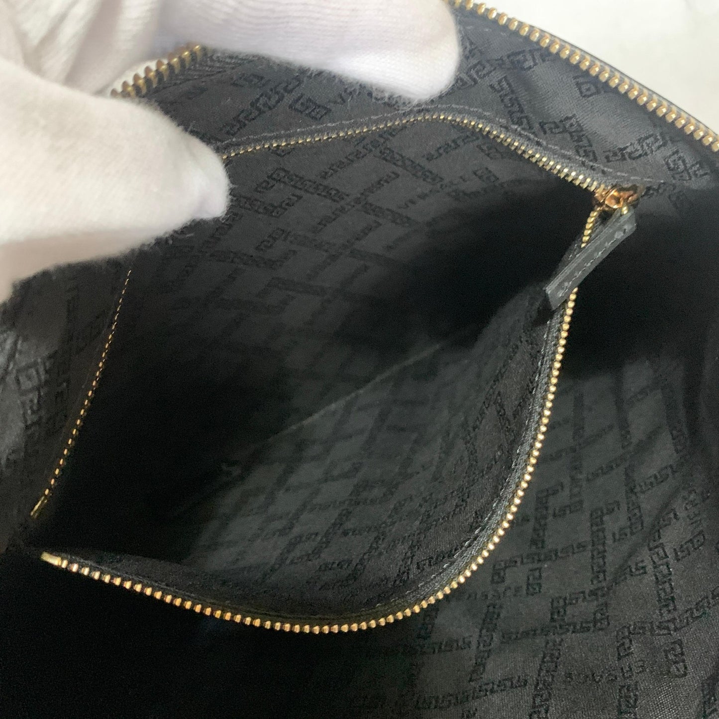 VERSACE Bag Medusa Clutch Purse Hand Leather Black Gold Used Authentic