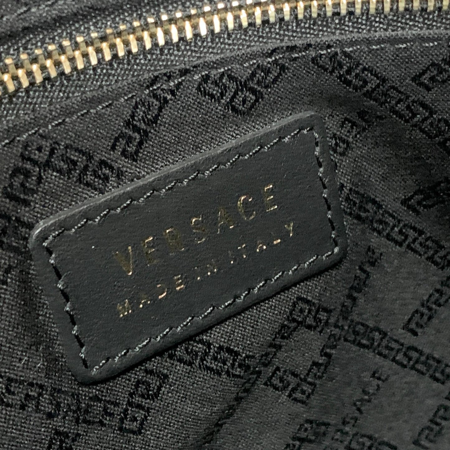VERSACE Bag Medusa Clutch Purse Hand Leather Black Gold Used Authentic