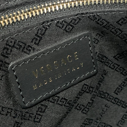 VERSACE Bag Medusa Clutch Purse Hand Leather Black Gold Used Authentic