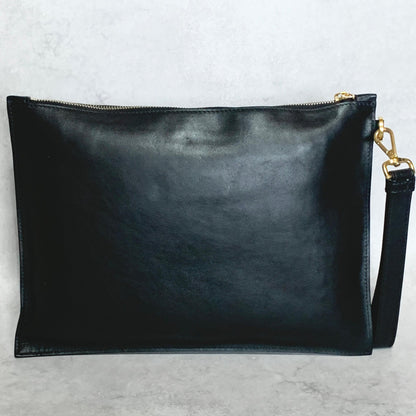 VERSACE Bag Medusa Clutch Purse Hand Leather Black Gold Used Authentic