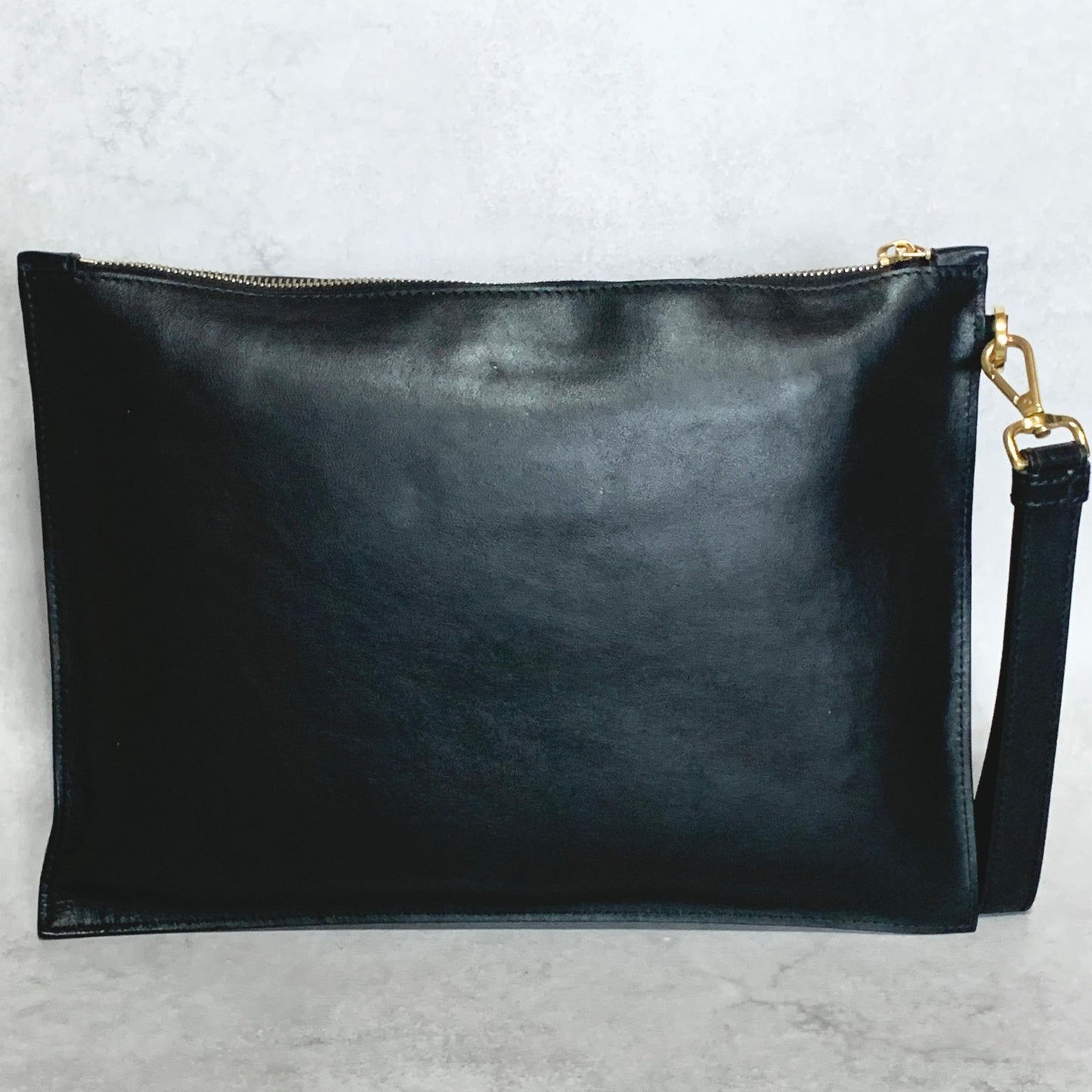 VERSACE Bag Medusa Clutch Purse Hand Leather Black Gold Used Authentic